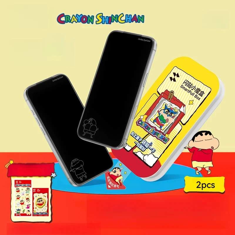 Защитное стекло HD с скрытым рисунком Crayon Shin-chan для iPhone 17 Pro Max 16 15, милое мультяшное, противоударное, из закаленного стекла
