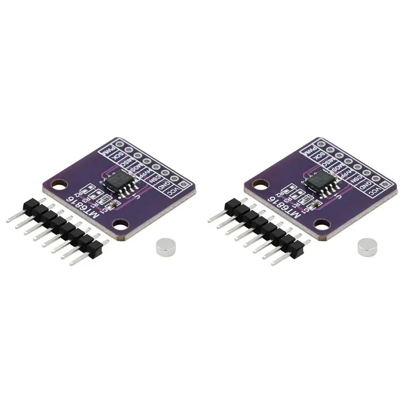 

【ДЕНЬ БЛАГОДАРЕНЬГО ПОКУПЧЕНИЯ】2X MT6816 Модуль магнитного энкодера, высокоскоростной и высокоточный датчик измерения угла магнитной индукции Mo
