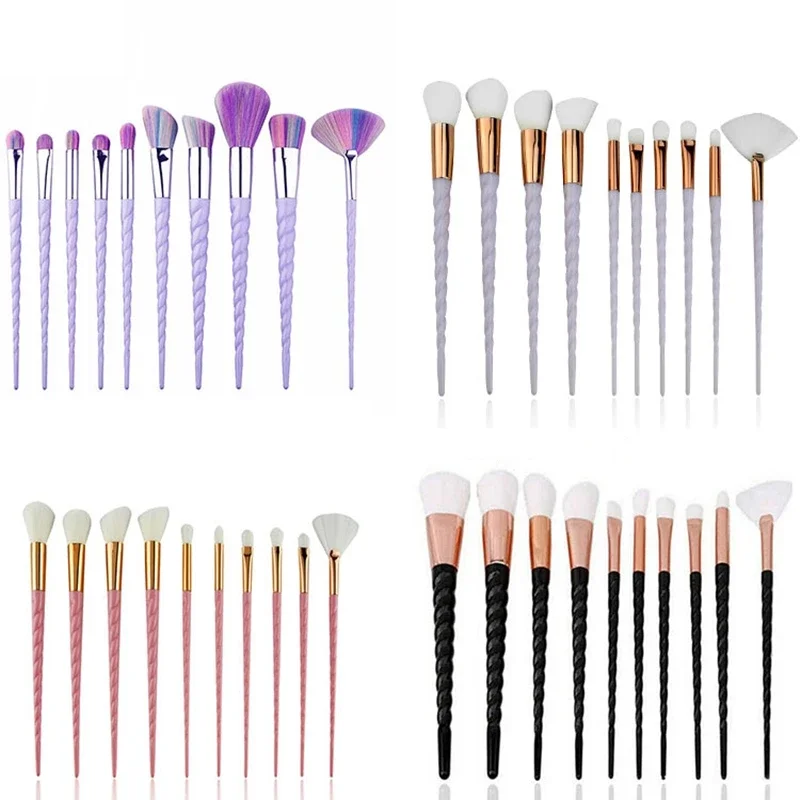 Unicorn Makeup Brushes Sets 10pcs Maquiagem Foundation Powder Cosmetic Blush Eyeshadow Women Beauty Glitter Make Up Brush Tools