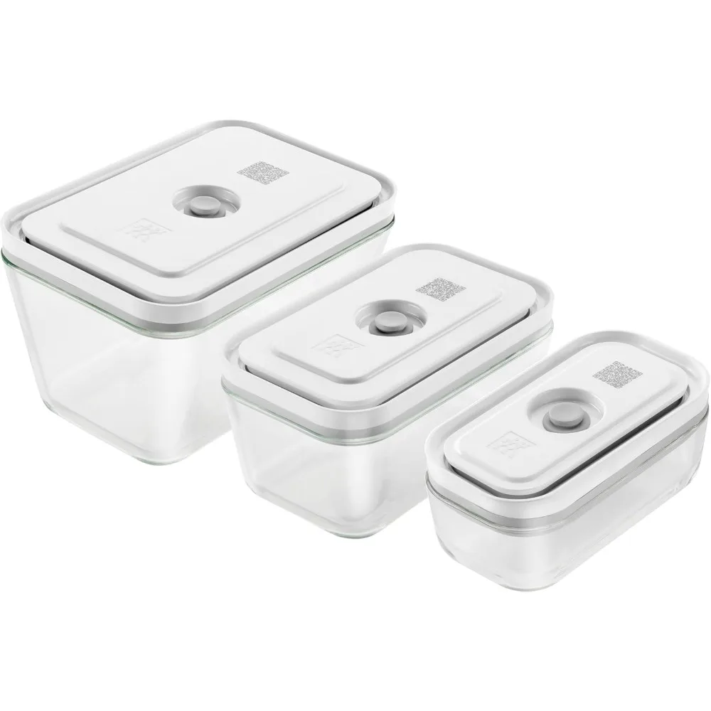

Vacuum Glass Containers Set of 3 Sizes, Airtight and Heat-Resistant for Fresh Food Storage