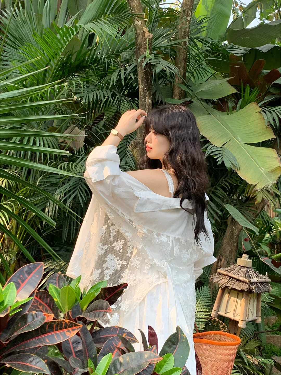 

Mimiz Micro plus Size Lace Embroidered irt Artistic Sle Summer Cooling ort Sve Loose Fit Women's Faion Clothing