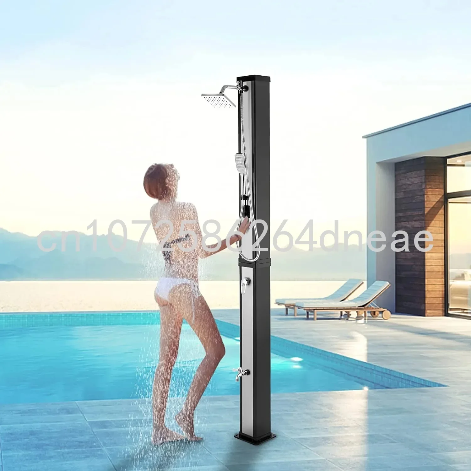 40L Black Solar Heater Outdoor Garden Shower for Swimming Pool