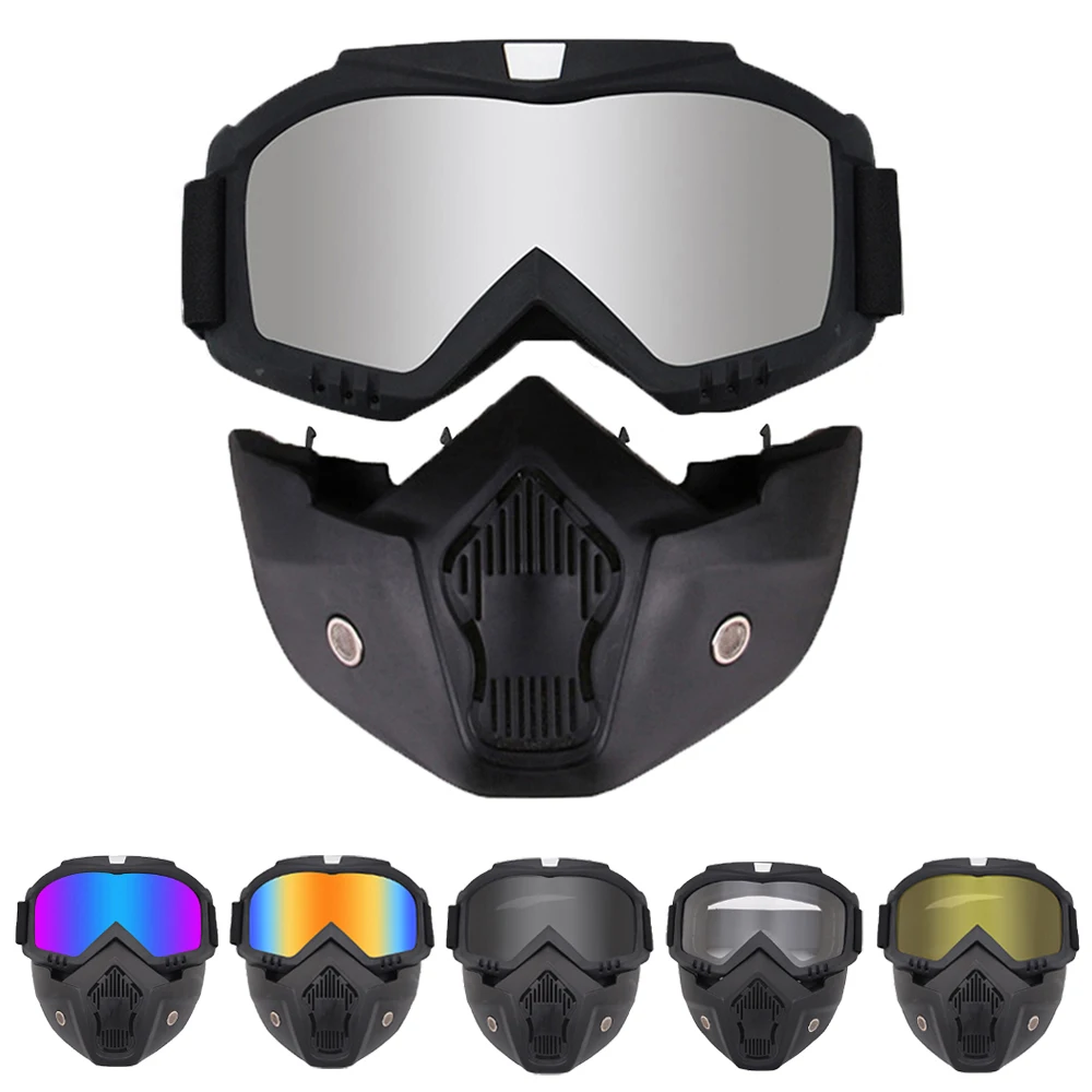 Men Women Ski Mask Snowmobile Skiing Goggles Windproof Motocross Protective Glasses Cycling Safety Goggles With Mouth Filter