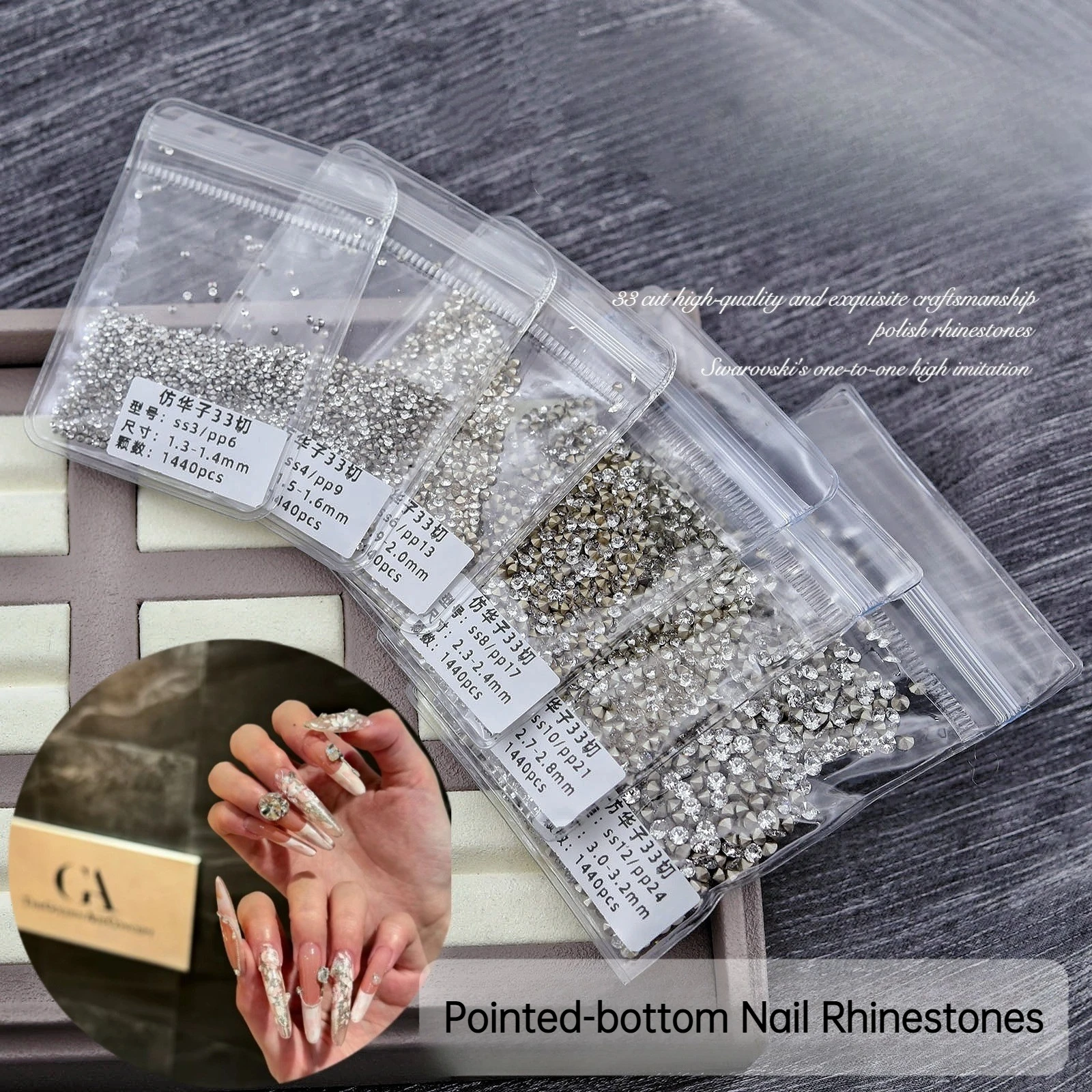 

33 Cuts Facets Shiny Clear Crystal Rhinestone Cone Round Pointed Back Glass Strass Stone DIY Nail Art Gem Jewelry Accessories