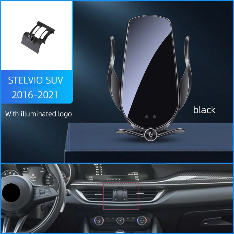 For Alfa Romeo Giulia Stelvio Wireless Charging Magnetic Car Phone Holder Base Charger Auto Accessories For iPhone Huawei Xiaomi