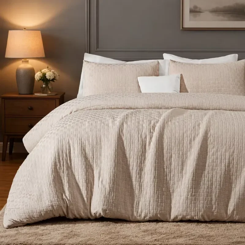Jacquard Microfiber Ultra Soft 3 Pieces Comforter Set for Master Bedroom
