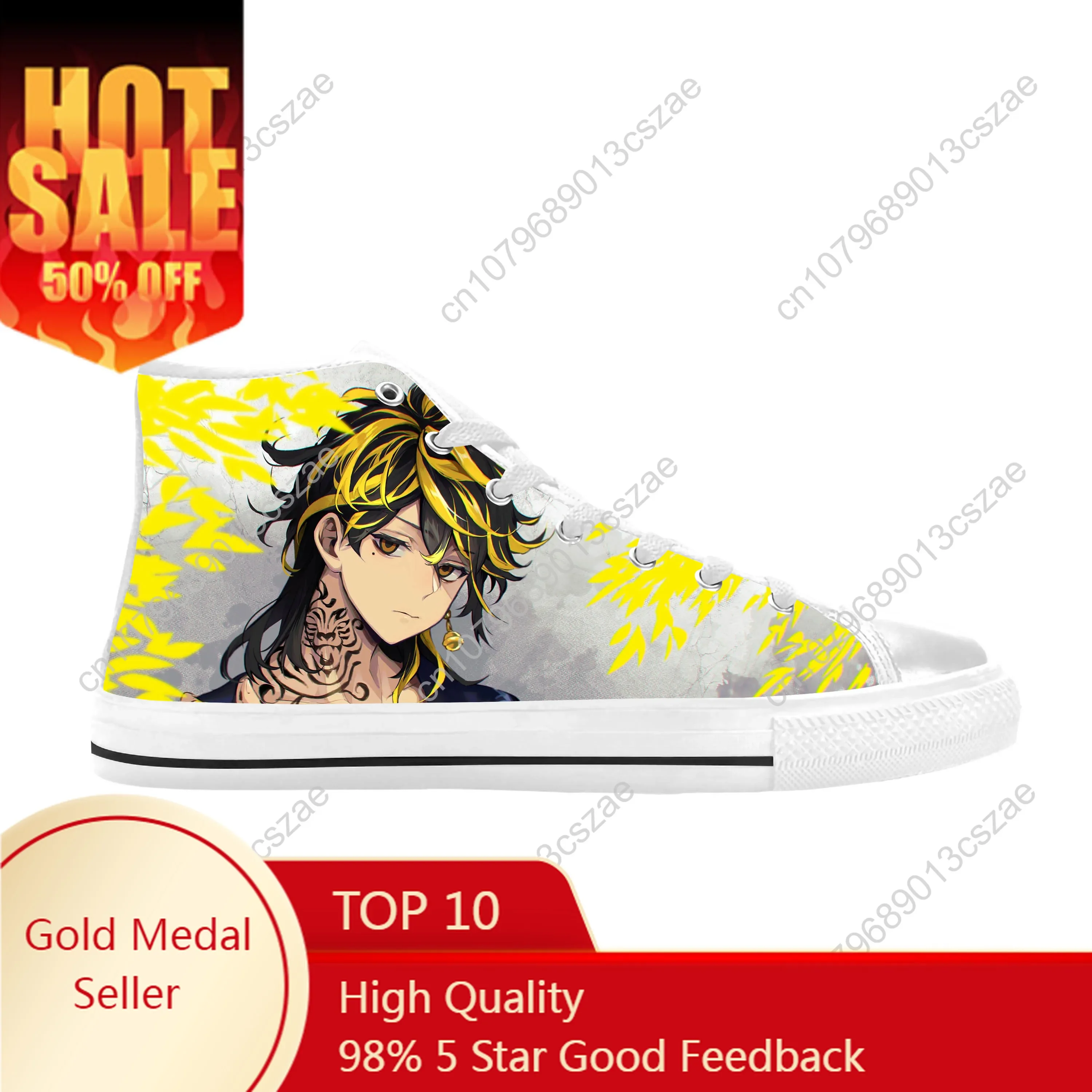 

Japanese Anime Tokyo Revengers Hanemiya Kazutora Casual Cloth Shoes High Top Comfortable Breathable 3D Print Men Women Sneakers