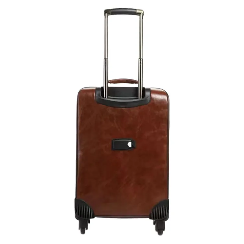 프리미엄 가죽 롤링 수하물 세트 스피너 24 인치 레트로 남성 비즈니스 휠 가방 20 인치 캐빈 암호 트롤리 가방