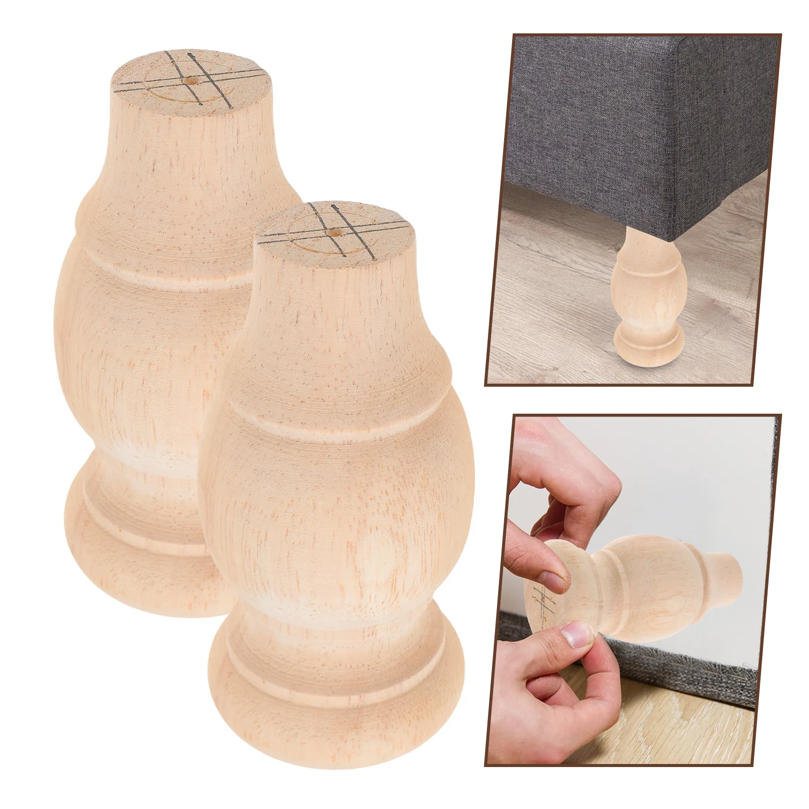 4 قطعة أرجل أريكة من الخشب الصلب منحوتة أقدام أثاث أسطوانية لخزانة الأريكة طاولة مضمد استبدال أرجل خشبية