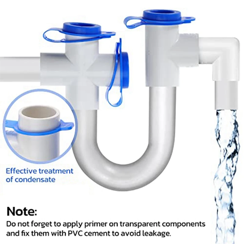 3/4In Standard Condensate Trap With 16In Cleaning Brush PVC Transparent U Trap For HVAC Systems, Air Conditioner