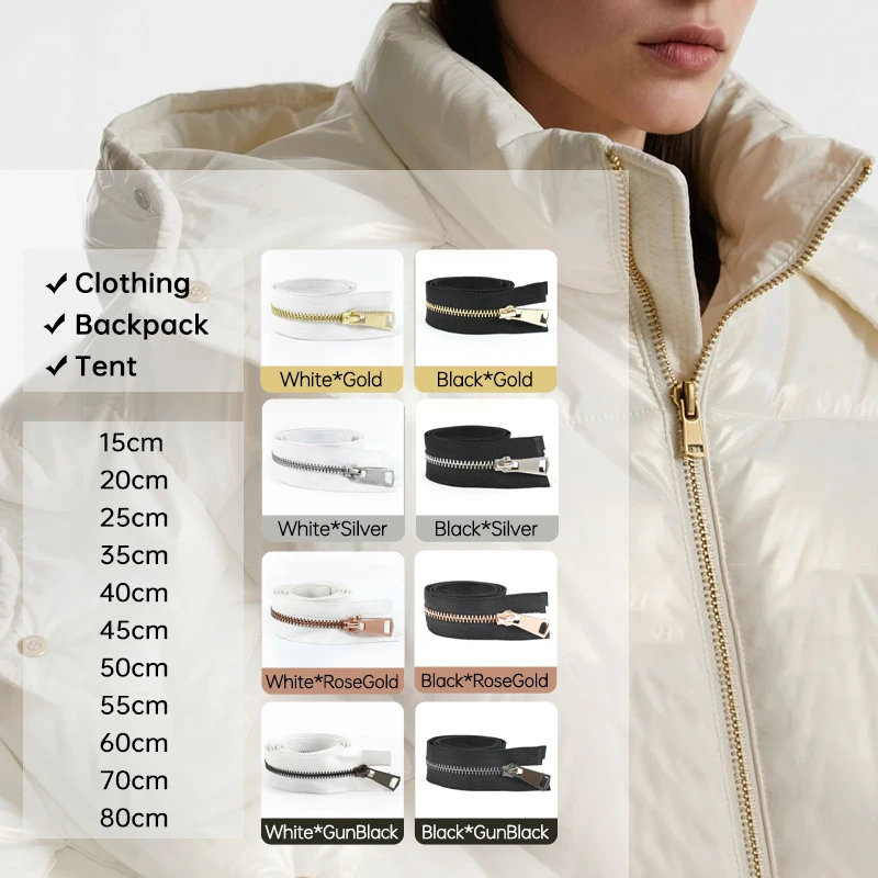 

2Pcs Meetee 5# Metal Zippers for Sewing 15/60/70/80cm Garments Cierre Zipper Replacement Shoes Pocket Repair Ziper Accessories