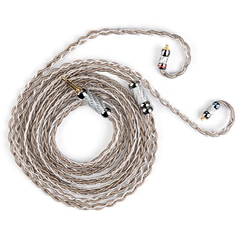 NICEHCK kawat pengganti Audio HiFi SilverCat 8 Core kabel Aloi berlapis perak MMCX 2Pin 4.4mm untuk karat Tangzu Fudu HOLA Zero MK4