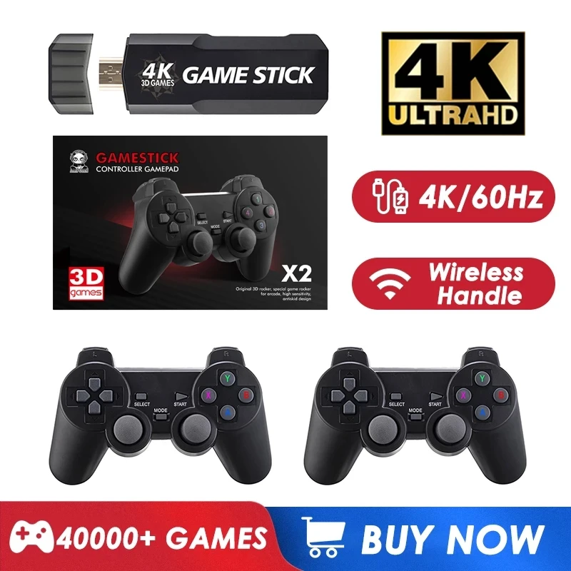 

GD10 Game Stick 4K 2022 New Retro 4K Video Game Console 2.4G Wireless Controllers HD EmuELEC4.3 System Over 40,000Games Build-In