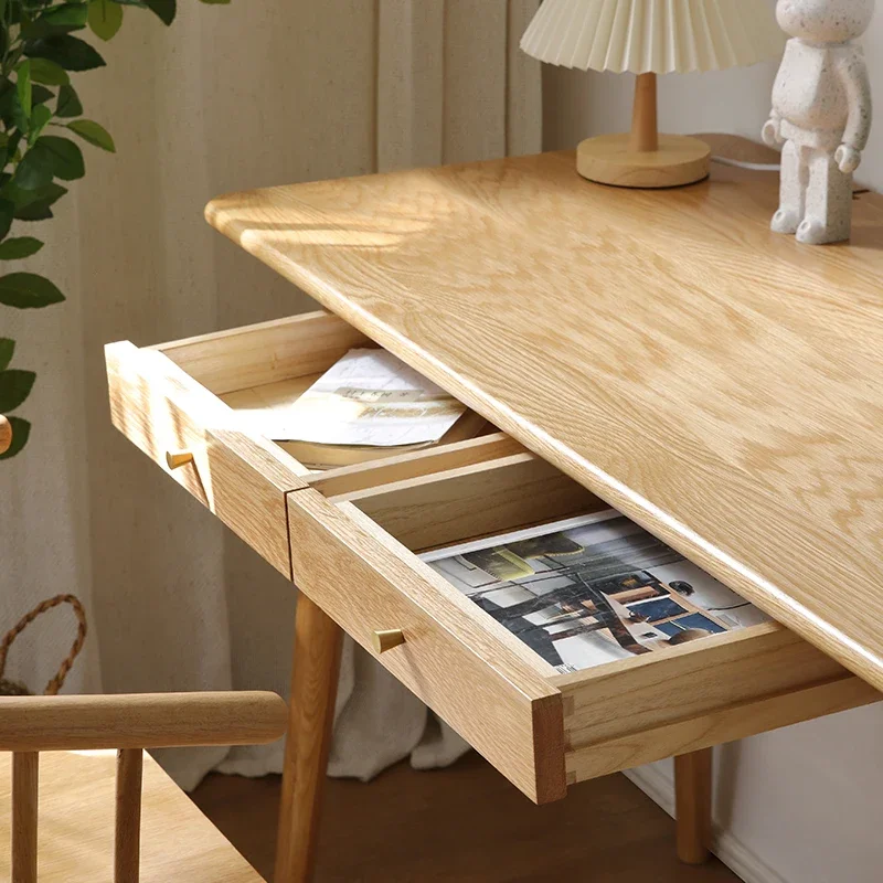 

Nordic solid wood desk cherry white oak study table Japanese log simple small apartment computer desk writing