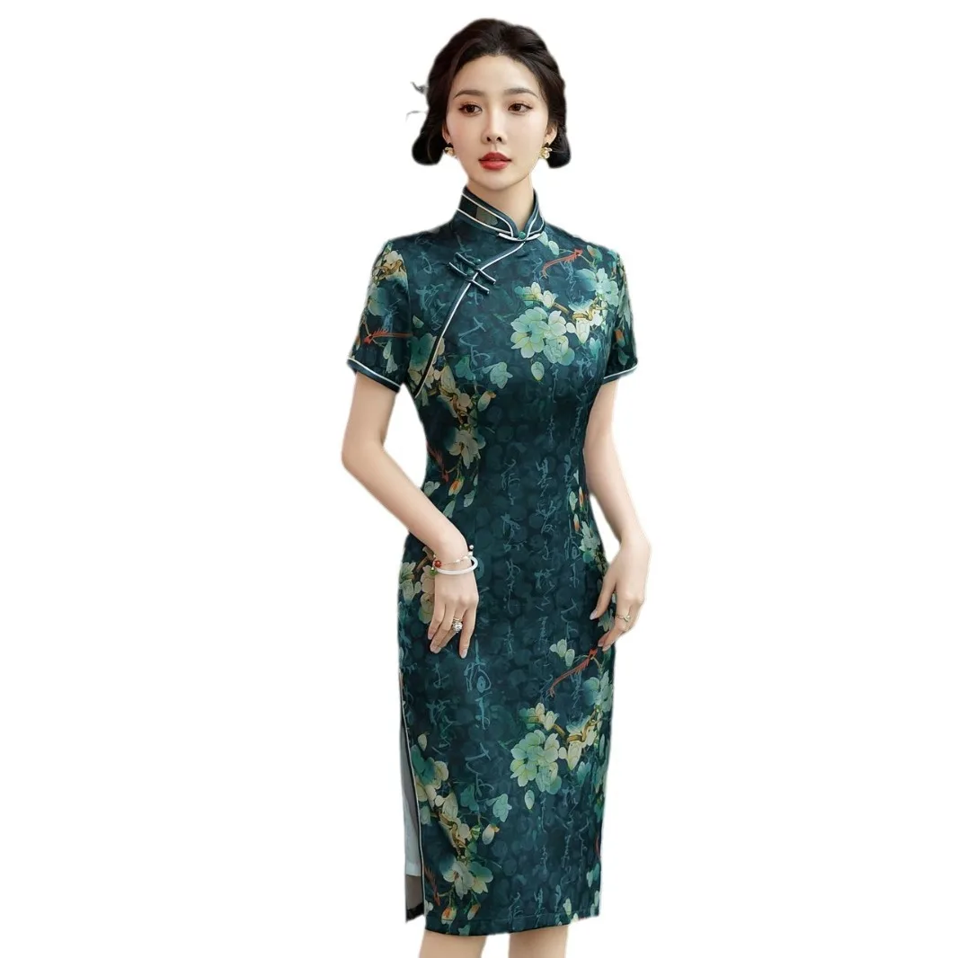 

Cheongsam Republic of China Style Skirt Waist-Tight Sexy Fashion Wedding Evening Dress Engagement WearTemperament