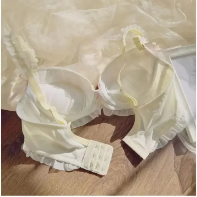MOYISU Lolita Pure Desire Süßes Prinzessinnen-Stil, dünnes Körbchen-BH-Set, bedruckt, süßer Schleifen-BH, bequeme Spitzenunterwäsche, Goth-Unterwäsche