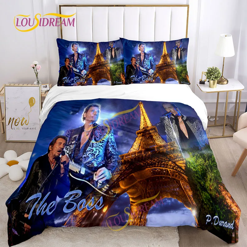 Johnny Hallyday Bedding Set DIY rock Music Soft Full Queen size double Bed Queen Size Sheets Duvet Set Set Thin sheets