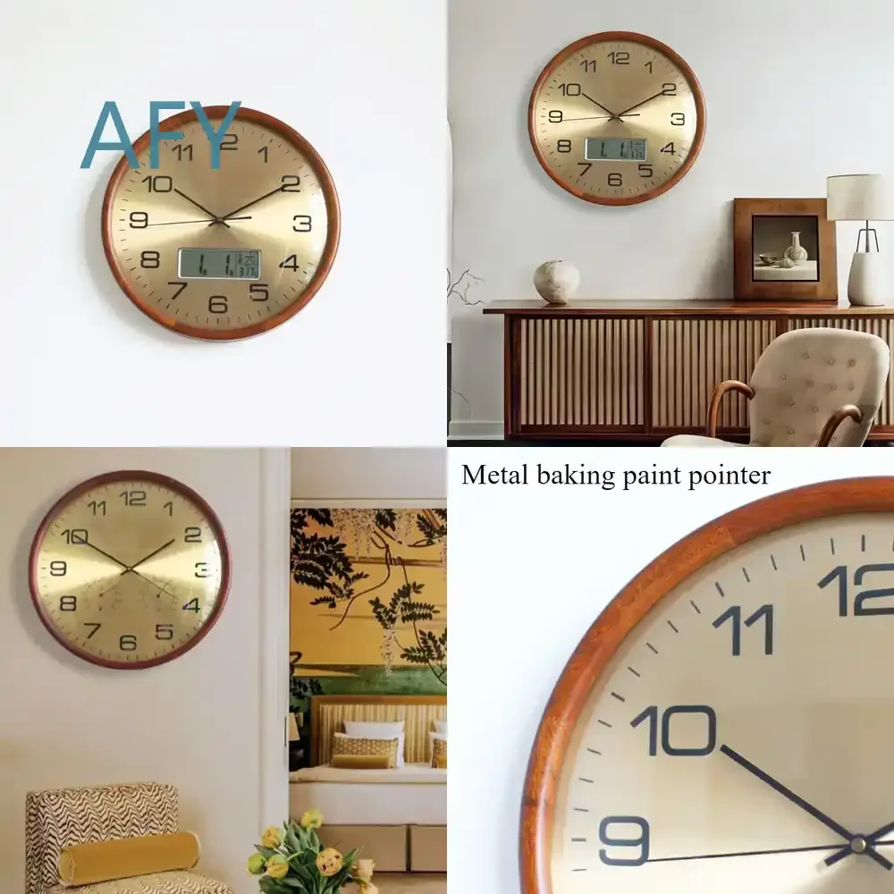 Wooden Wall Mounted Clock for Living Room Minimalist American Silent Circular Luxury Modern Vintage Home Decor Clock for Home