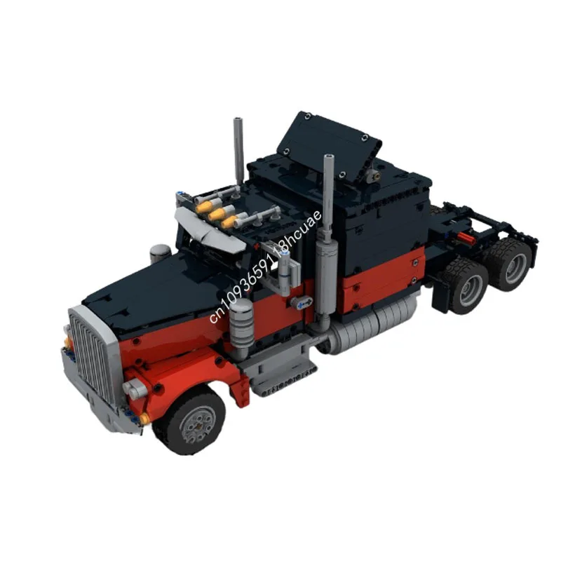 

1107 шт. MOC на заказ красный дальнобойщик с длинным воюнем сверхмощный DIY модель строительные блоки игрушки на день рождения подарок