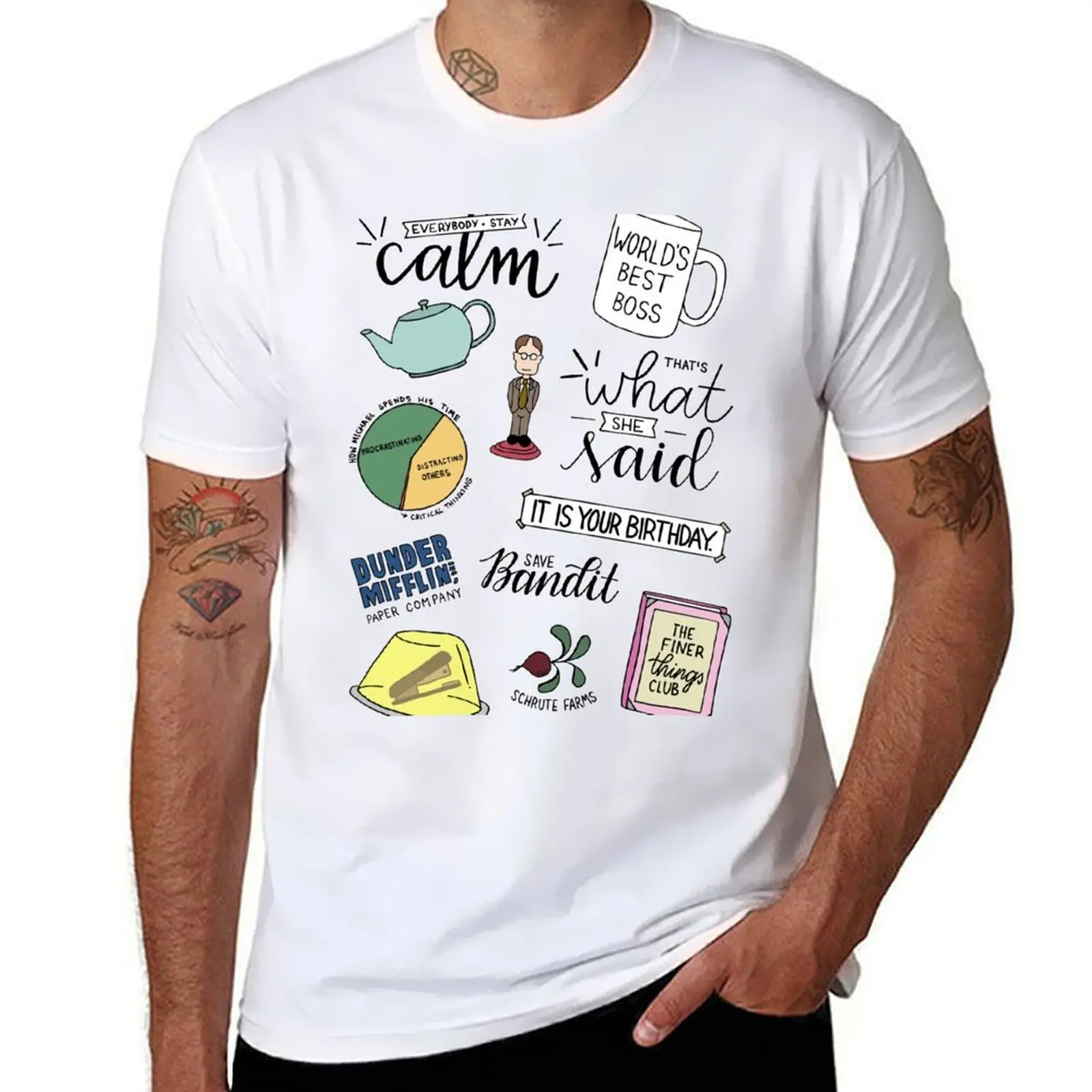Show The TV Art Office T-Shirt Minimalist Plain Crew Neck T-Shirt