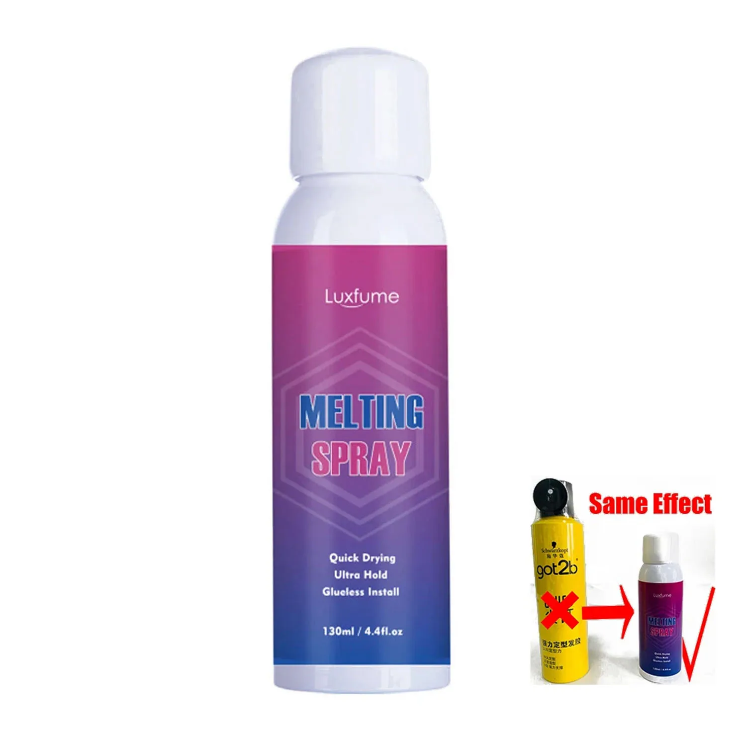 Плавящийся спрей для кружевных париков, быстросохнущий, долговечный, невидимый, прочный, натуральный, с контролем края, спрей для кружевных париков