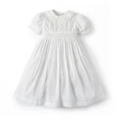 Clibeso 2024 Kids Spanish Clothes Girls HandMade White Dress with Big Bow Baby Lace Embrodiery Dresses Children Elegant Frocks