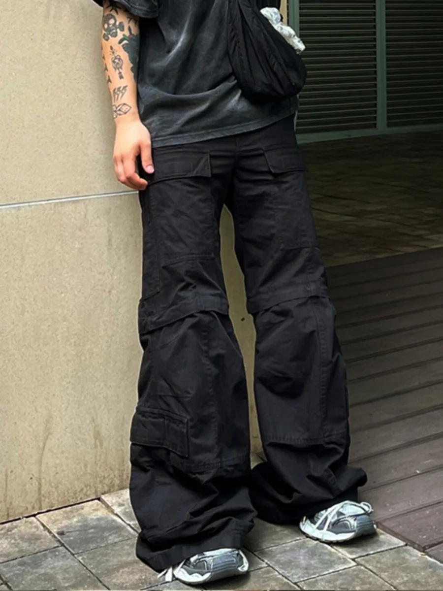 

Spring Autumn ex Loose Fit Casual Workwear Pants Multiple kets Zipper Design Hip Hop Sle Long Trousers for Youth