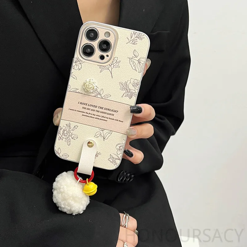 

Стильные чехлы для телефонов с подвеской в виде колокольчиков и розы для Iphone 17 16 15 14 13 12 11 Pro Max 17AIR 15 Plus с гальваническим покрытием в твердом переплете