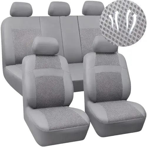 

3D дышащие чехлы для автомобильных сидений, серые - универсальные для седанов, внедорожников, грузовиков - милые женские автоаксессуары