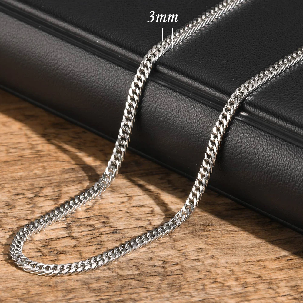 Vnox 3/5/7/9 mm dicke kubanische Kettenhalsketten für Männer und Frauen, einfacher Miami-Bordsteinglieder-Kragen, wasserdichte Unisex-Kette aus Edelstahl