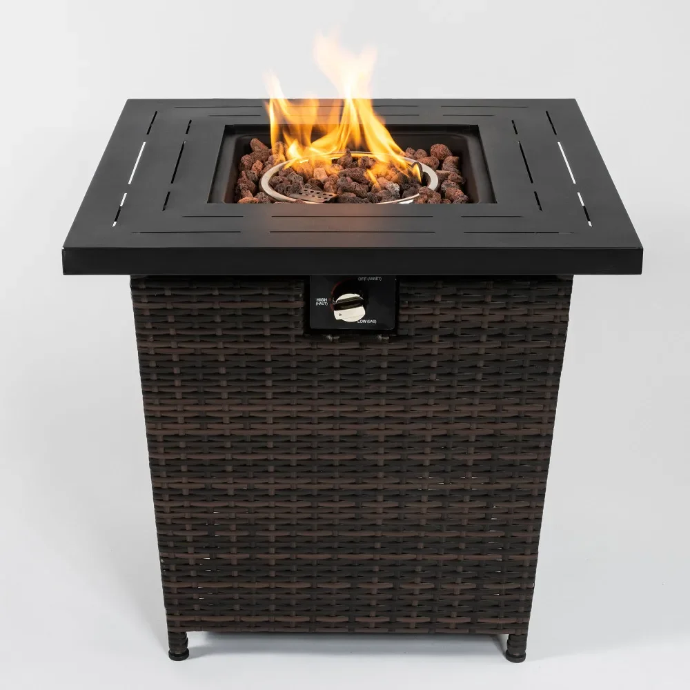 28inch Wicker Square Fire Pit Table