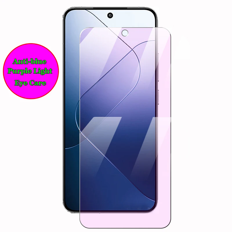 For Xiaomi 15 14 14T 13 13T 12 12T Lite 11T Pro Anti blue Purple Light Ray Eye Care Tempered Glass 9H Screen Protector Film