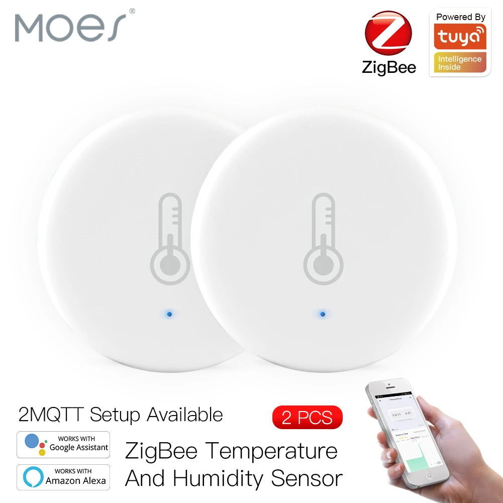 Датчик температуры и влажности MOES Tuya Smart ZigBee, сенсорный прибор с питанием от аккумулятора, с приложением Tuya Smart Life и Alexa