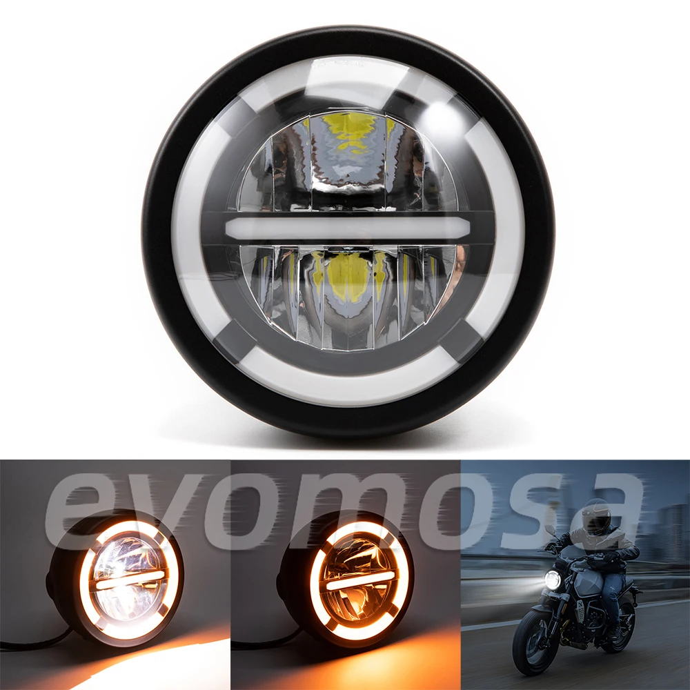 

6.5 Inch Motorcycle LED Headlight Daytime Running High Low Beam Turn Signal Lights Front Head Lamp For Kawasaki Yamaha Suzuki