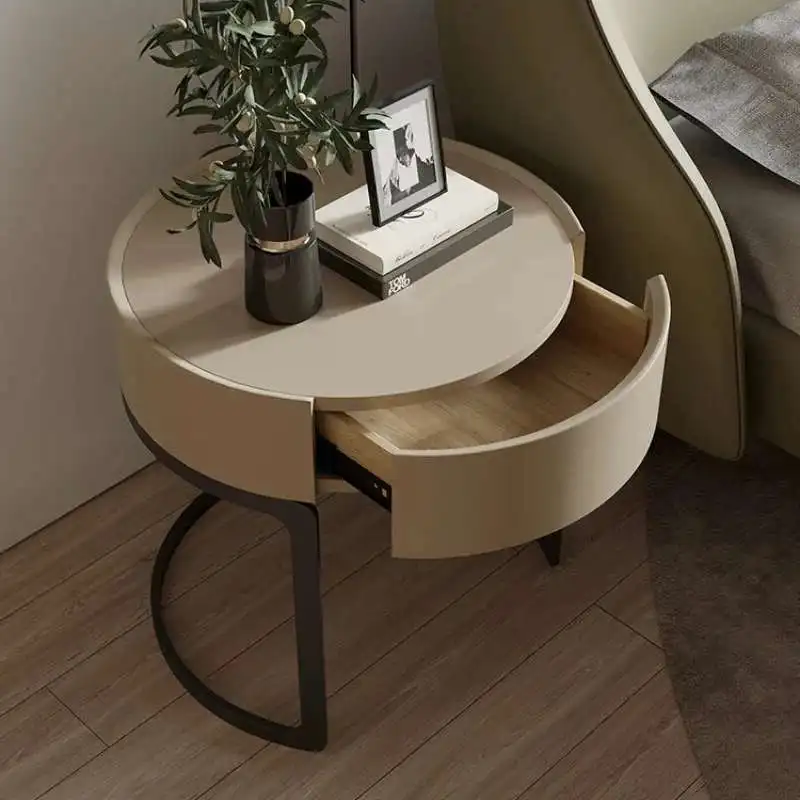 

Роскошная минималистичная прикроватная тумбочка, прикроватный столик с 1 ящиком, тумбочка для спальни, круглый стол, мебель для спальни