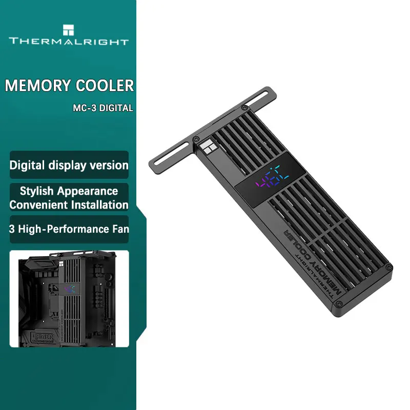 

Thermalright MC-3 Digital Display Version Memory Stick Air Cooling Heat Sink Silent PWM Temperature Control Triple-fan B4010*3