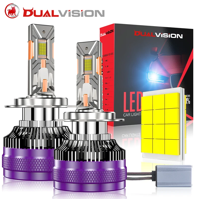 Dualvision H4 H7 H1 H11 H8 H9 HB3 9005 9006 HB4 HIR2 9012 Led-leuchten 6000K Weiß Plug & play Auto Scheinwerfer 24PCS CSP CHIP Nebel Lampe