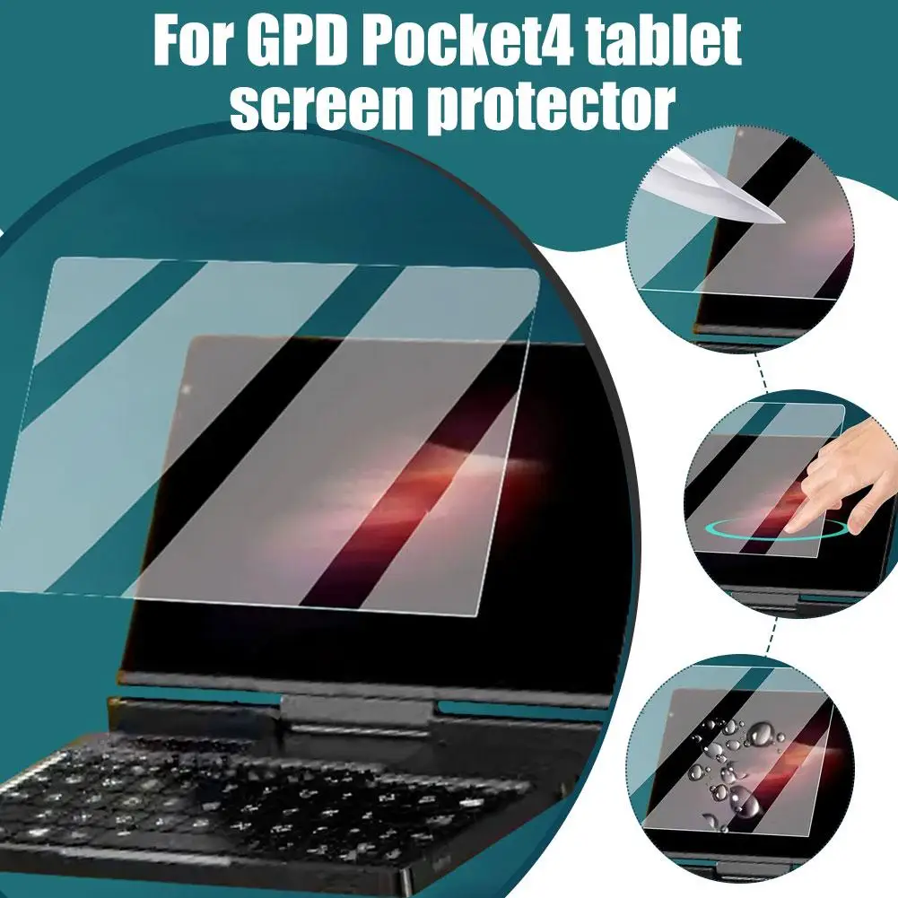 Película de proteção 9h compatível com gpd pocket 4, protetor de tela de 8.8 polegadas, vidro temperado protetor ultra-transparente para gpd pock q7x6