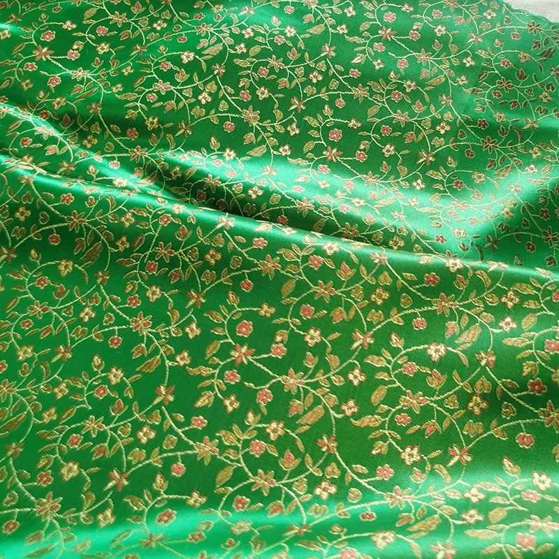 Nuovo arrivo verde floreale damasco raso broccato tessuto Jacquard Costume tappezzeria mobili tenda abbigliamento materiale da cucire