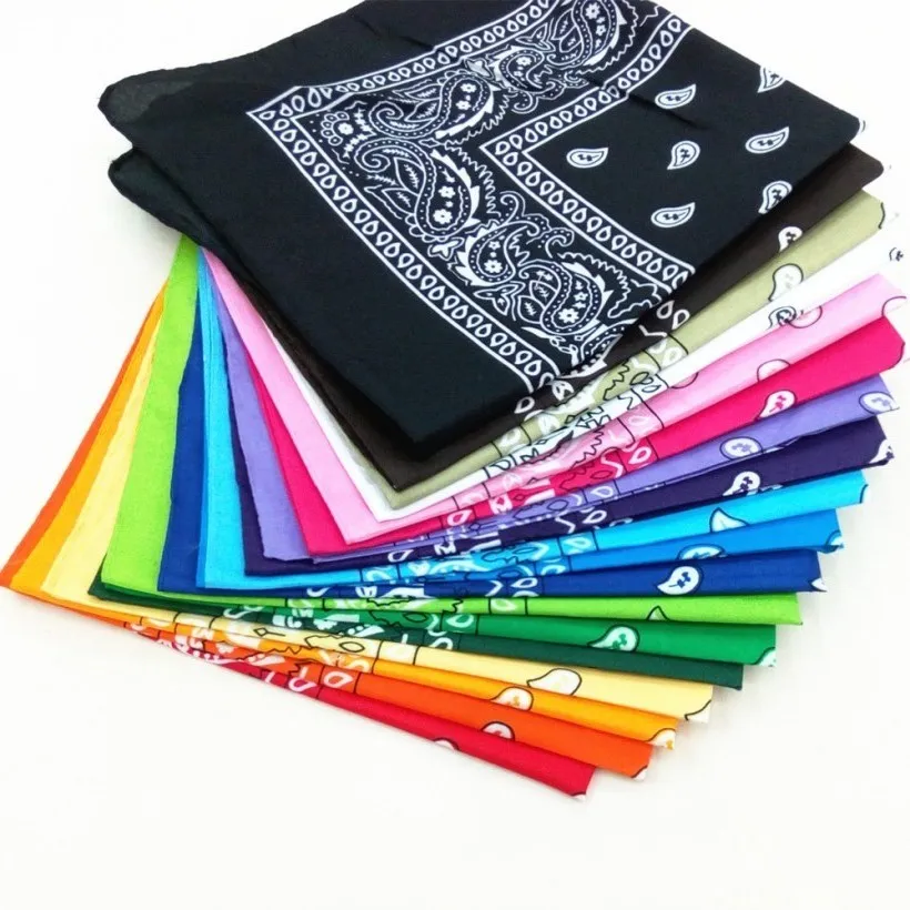 

High quality 1PC Unisex Bandana Hip Hop Black Paisley Headwear Hair Band Scarf Neck Wrist Wrap Band Headtie Square scarf