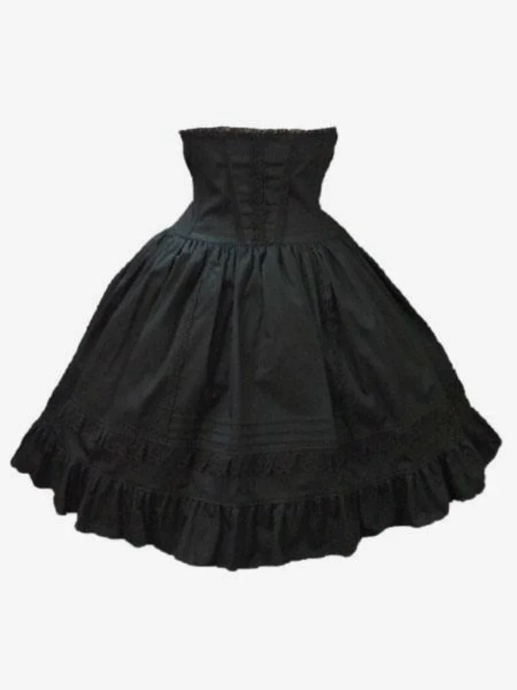 Classic Lolita Skirt SK Cotton Ruffles Two Tone High Rise Lolita Skirt