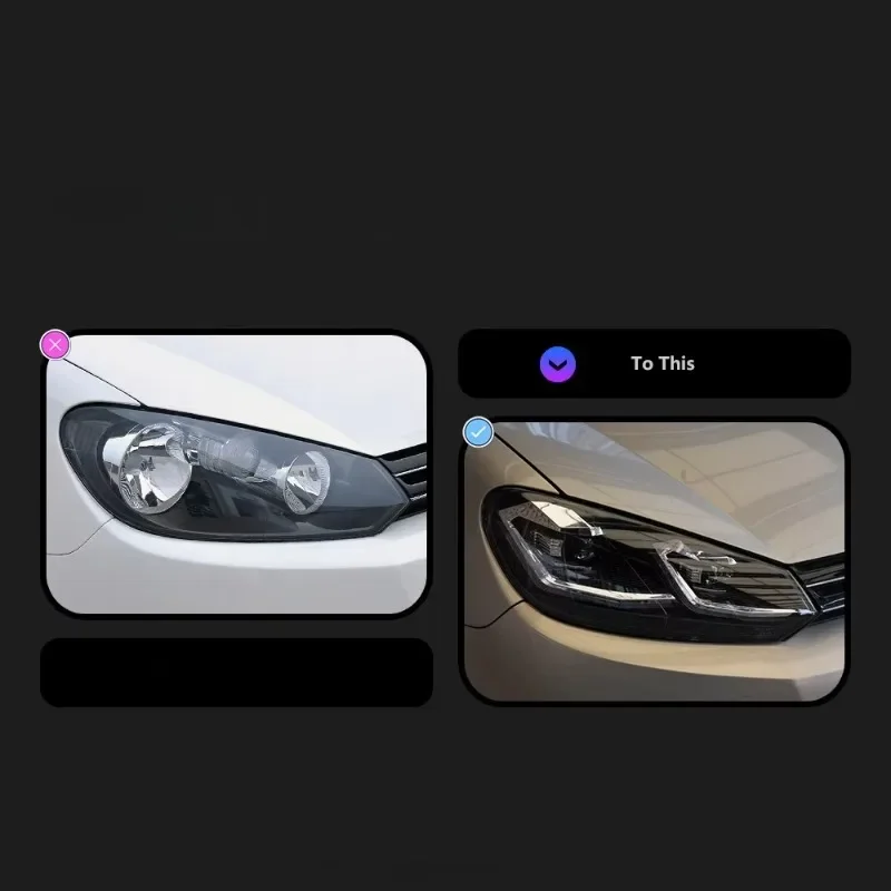 

VW Golf 6 MK6 2008-2013 Cool White LED Headlight with Silver Trim Strip Plug and Play Auto Lamp New Condition Headlights
