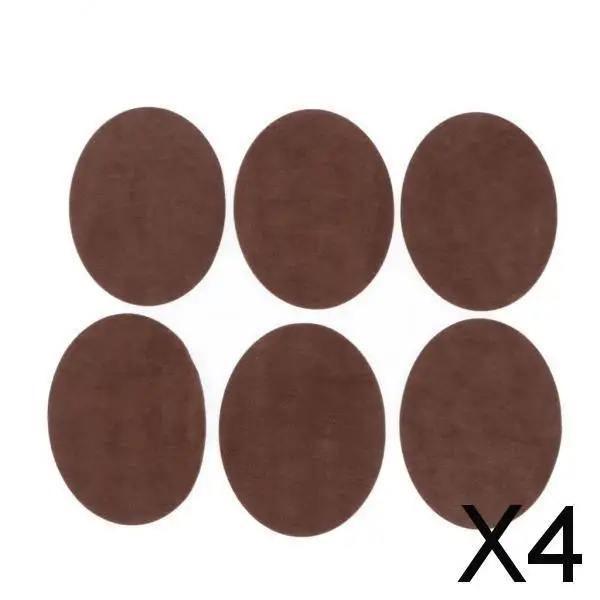 2-4pack 6x Sew On Iron On Patches Mending Repair Elbow Knee Applique Oval Brown