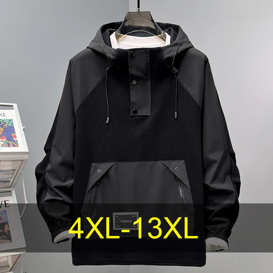 

12XL 13XL Plus Size Hoodie Men Multi-pocket Patchwork Cargo Hoodies Streetwear Fashion Hooded Pullover Male Big Size 10XL