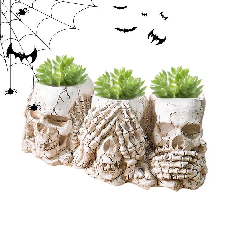 

Skeleton Planter Resin Gothic Planter Halloween Flower Vase Halloween Candy Bowl Skull Decor Ghost Planter For Home Store