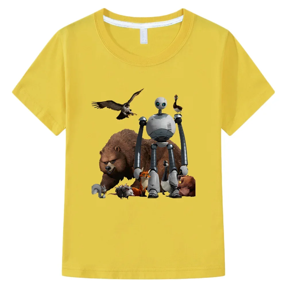 Camiseta The Wild Robot, camiseta con viñetas de animales para niños, camiseta nueva creativa para primavera y verano, camiseta divertida para niños y niñas, camisetas de algodón para niños