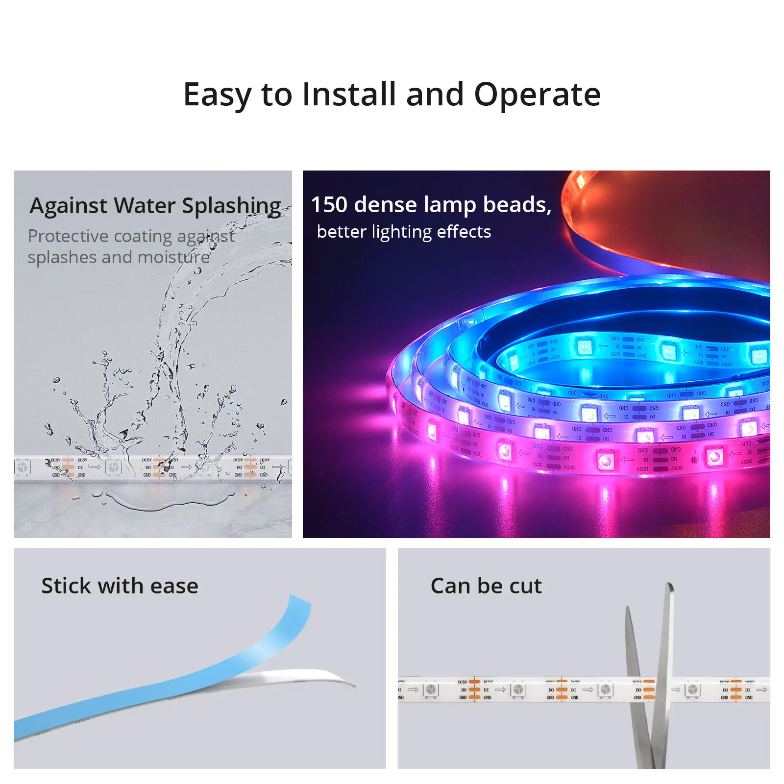 Bande lumineuse LED intelligente SONOFF L3 Pro RGBIC WiFi 5 m/16,4 pi 44 éclairages préréglés bande de lampe étanche mode musique commande vocale Alexa