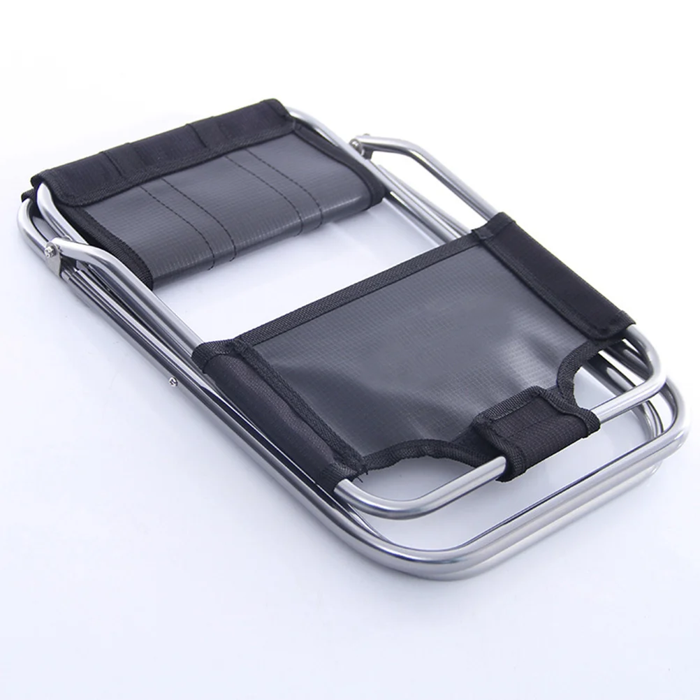 1 قطعة سبائك الألومنيوم للطي الصيد البراز خفيفة الوزن كرسي محمول للتخييم التنزه السفر في الهواء الطلق أسود فضي #5