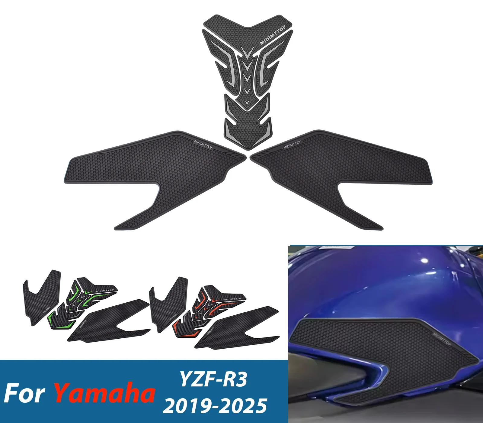 

Для Yamaha YZF-R3 2019-2025 YZF R3 мотоциклетный бак, тяговые боковые накладки, газовое топливо, наколенник, наклейка, защитные аксессуары