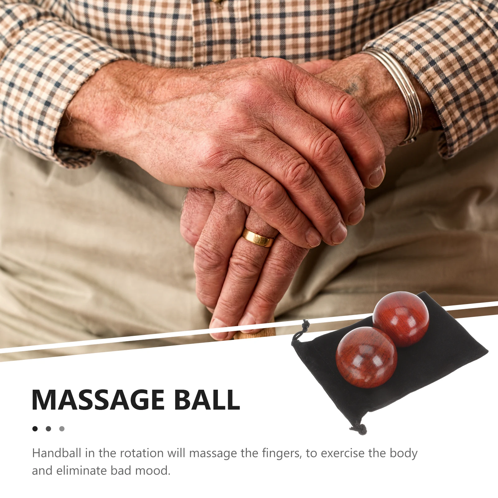 

2Pcs Wood Massage Balls Handheld Massaging Tools for Hand Health Small Exquisite Design for Muscle Stimulation
